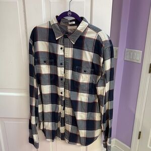 Men's Plaid Shirt - Navy and White